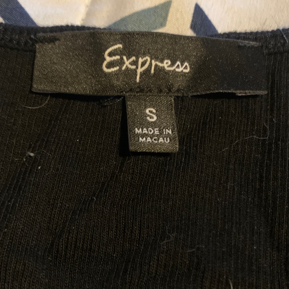 Express Small but stretchy Black and Silver Sequin Tank Top 100% Pima Cotton - Picture 5 of 7